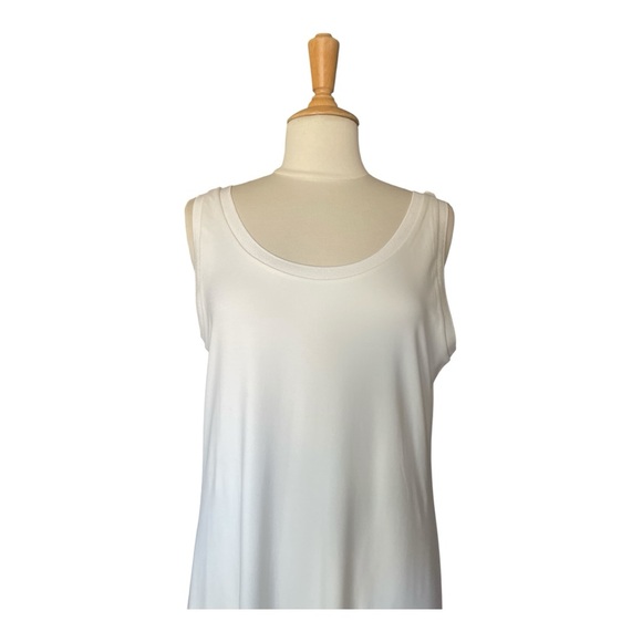 COS Scoop Neck Jersey Midi Dress Cream Size Medium Sleeveless Ribbed Edge Fluid - Picture 3 of 14
